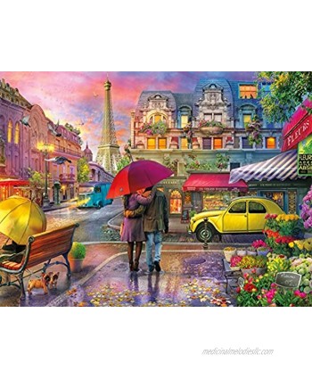 Buffalo Games Cities in Color Raining in Paris 750 Piece Jigsaw Puzzle Red Green,yellow 24"L X 18"W
