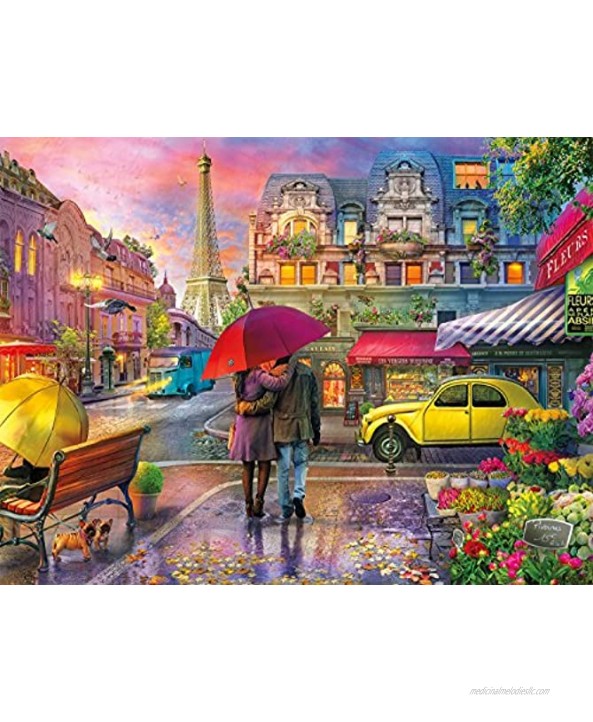 Buffalo Games Cities in Color Raining in Paris 750 Piece Jigsaw Puzzle Red Green,yellow 24L X 18W