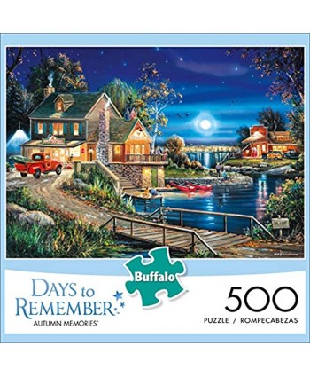 Buffalo Games Days to Remember Autumn Memories 500 Piece Jigsaw Puzzle  Blue,red Brown  21.25"L X 15"W