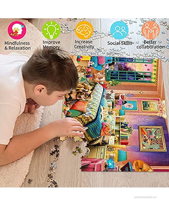HUADADA Jigsaw Puzzles 1000 Pieces Mischievous Pets Puzzles 1000 Piece Family Games Puzzles for Adults 1000 Piece Funny Challenging Cute Cat Dog Puzzle 27.56 x 19.67