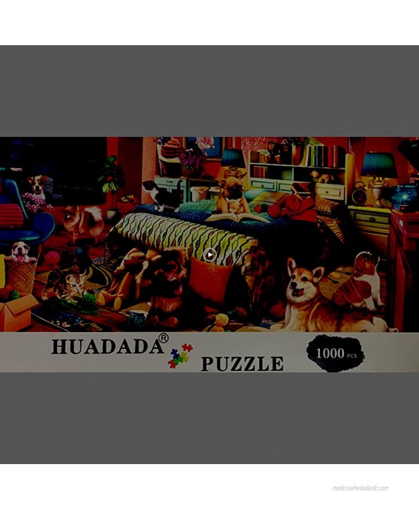 HUADADA Jigsaw Puzzles 1000 Pieces Mischievous Pets Puzzles 1000 Piece Family Games Puzzles for Adults 1000 Piece Funny Challenging Cute Cat Dog Puzzle 27.56 x 19.67