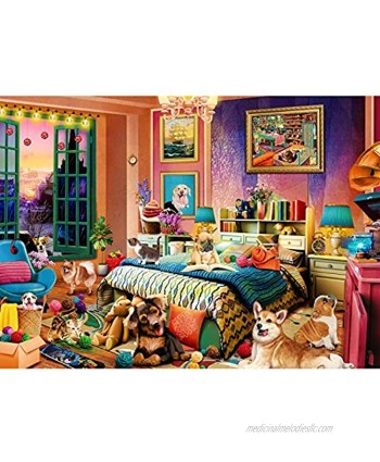 HUADADA Jigsaw Puzzles 1000 Pieces Mischievous Pets Puzzles 1000 Piece Family Games Puzzles for Adults 1000 Piece Funny Challenging Cute Cat Dog Puzzle 27.56" x 19.67"