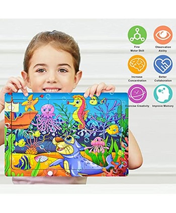 HUADADA Puzzles for Kids Ages 3-5 Toddler Puzzles 30 Piece Colorful Wooden Jigsaw Puzzles for Preschool Children Educational Learning Toys Kids Puzzles Ages 3 4 5 6 Year Old 6 PCS