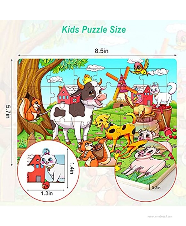HUADADA Puzzles for Kids Ages 3-5 Toddler Puzzles 30 Piece Colorful Wooden Jigsaw Puzzles for Preschool Children Educational Learning Toys Kids Puzzles Ages 3 4 5 6 Year Old 6 PCS