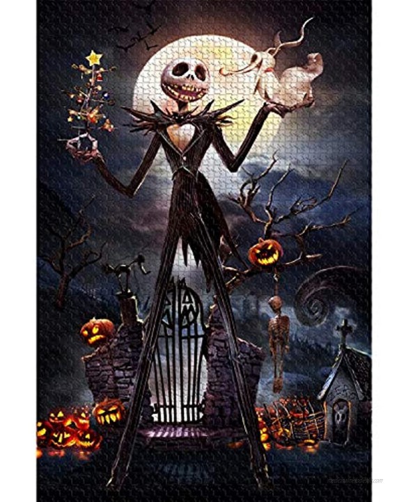 Jigsaw Puzzle 1000 Piece Wooden Puzzle Halloween Picture Family Decorations Unique Birthday Present Suitable for Teenagers and Adults