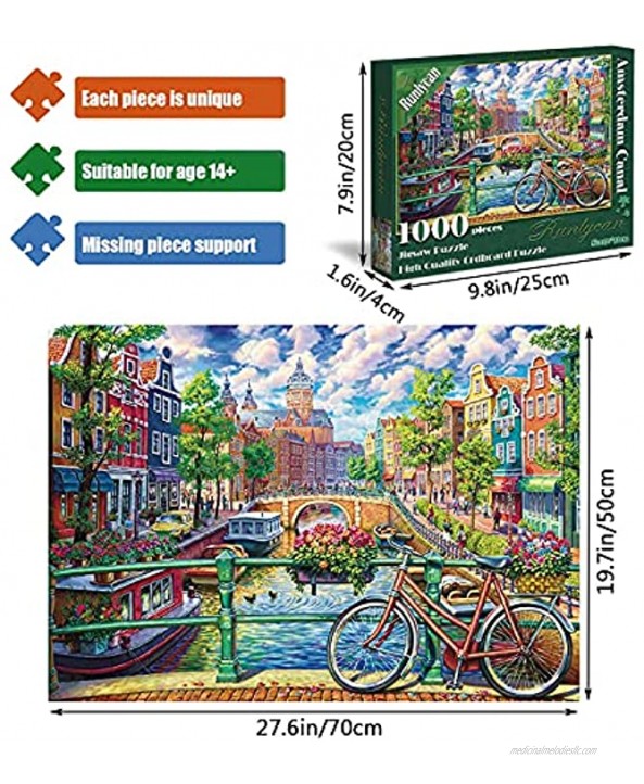 Jigsaw Puzzles 1000 Pieces Puzzles for Adults 1000 Piece-Amsterdam Canal Educational Game Toys Family Decoration Puzzle…