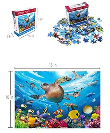 Koyiwa 100 Pieces Jigsaw Puzzle for Kids Age 4-8 Sea Turtle Swimming Fantastic Seaworld Educational Puzzle Toys for Toddler Children Boys and Girls 15 x 10 inch