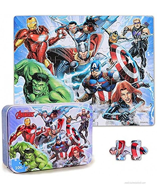 LELEMON 100 Pieces Disney Superhero Puzzles for Kids Ages 5-13 Year olds Educational Jigsaw Puzzle Kids Portable Box Pack Toy