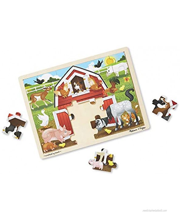 Melissa & Doug 24-Piece Wooden Jigsaw Puzzle 3-Pack Farm Construction Pets