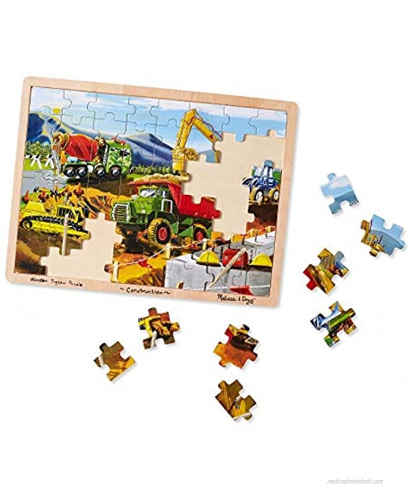 Melissa & Doug Construction Vehicles Wooden Jigsaw Puzzle With Storage Tray 48 pcs