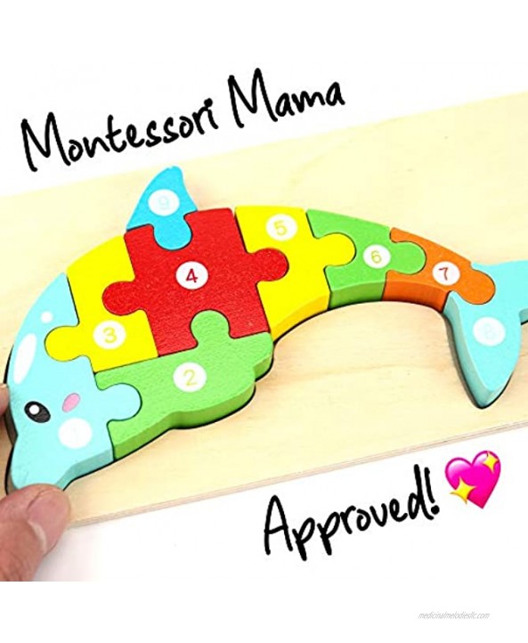 Montessori Mama Wooden Toddler Puzzles for Kids Ages 2-4 | Montessori Toys for Toddlers 2 Years Old | Wooden Puzzles for Toddlers 2-4 Years | 4-Pack Toddler Puzzle Toddler Toys