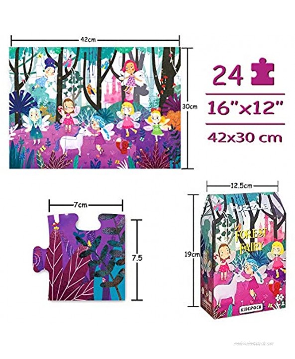 Puzzles for Kids Ages 3-5 Premium 24 Piece Fairy Forest Floor Puzzles for Kids Ages 3-8 Preschool Jigsaw Puzzles Educational Toys for Boys & Girls 3 4 5 6 7 8 Years Old