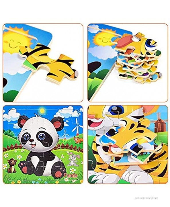 Puzzles for Kids Ages 3-5 Toddler Puzzles Set 20 Piece Wooden Jigsaw Puzzles for Toddler Children Learning Puzzles Set for Boys and Girls 6 Puzzles