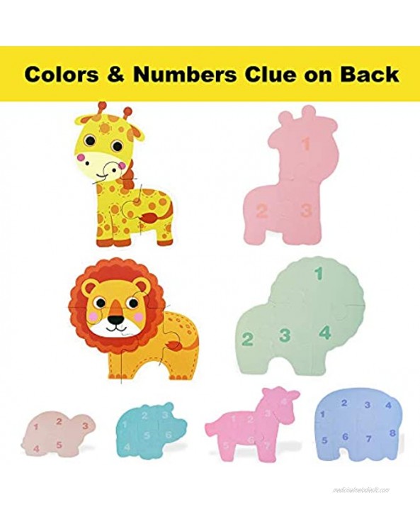 Puzzles for Toddlers Ages 2 3 4 5 Years Old Safari Animals Floor Jigsaw Puzzles for Beginner Educational Gifts for Girls Boys Kids by Flyingseeds 6 Pack