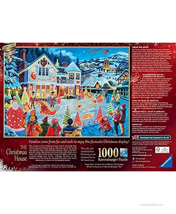 Ravensburger 16849 The Christmas House 1000 Piece Piece Jigsaw Puzzle for Adults – Every Piece is Unique Softclick Technology Means Pieces Fit Together Perfectly