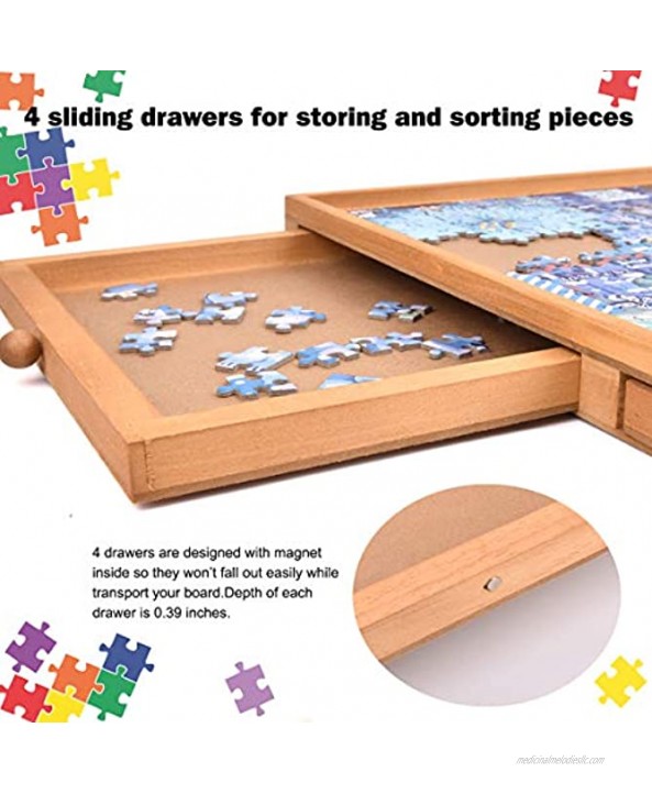 Rekcopu 1500Pcs Puzzle Board,Jigsaw Puzzle Table with Drawers for Puzzle Storage,Portable Puzzle Table for Adults Teens
