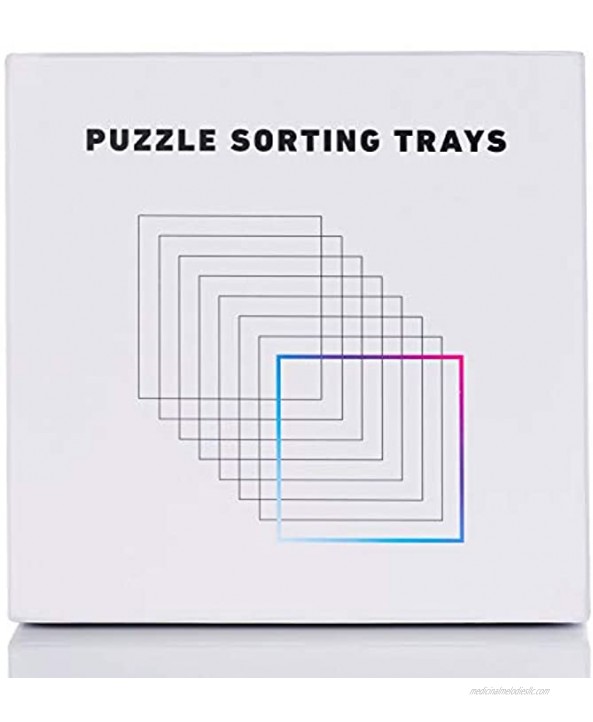 Tidyboss 8 Puzzle Sorting Trays with Lid 8 x 8 Portable Jigsaw Puzzle Accessories White Background Makes Pieces Stand Out to Better Sort Patterns Shapes and Colors | for Puzzles Up to 1500 Pieces