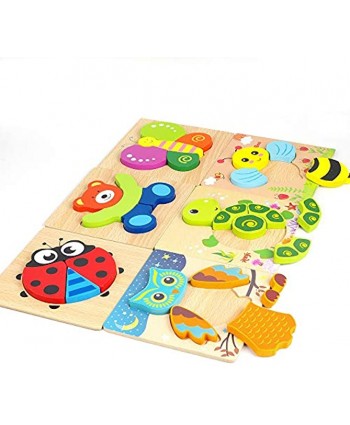 Toddler Puzzles Wooden Jigsaw Animals Puzzles for 1 2 3 Year Old Girls Boys Toddlers Educational Preschool Toys Gifts for Colors & Shapes Cognition Skill Learning