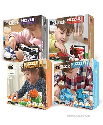 AniBlock Puzzle Challenger All-in-One Pack STEM Learning Toys Fun Puzzle Games with 52 Patterns and 11 Block Shapes Brain Teasers for Kids Ages 4 and Above with App Based AR Missions
