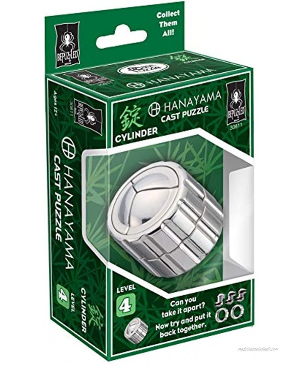 BePuzzled 30811 Cylinder Hanayama Cast Metal Brain Teaser Puzzle Level 4 Puzzles For Kids & Adults Ages 12 & Up