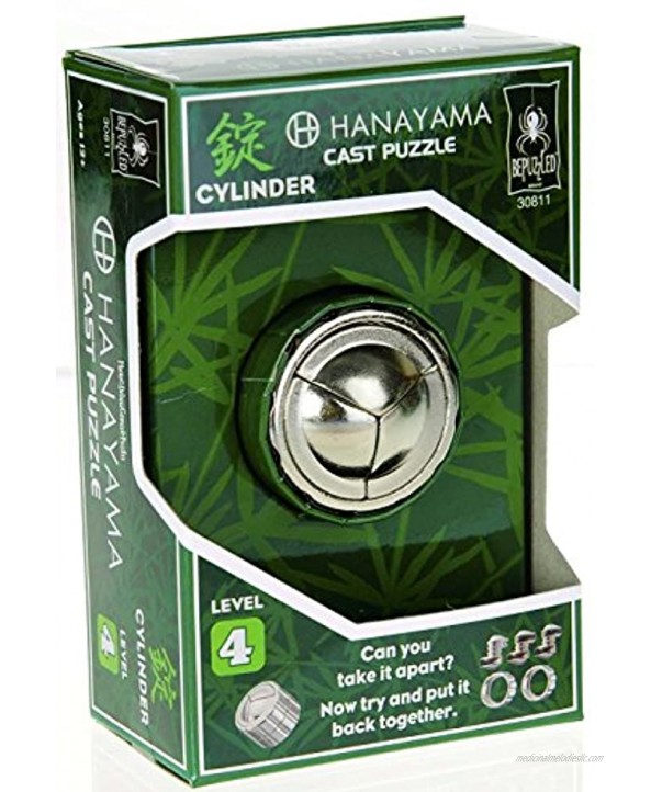 BePuzzled 30811 Cylinder Hanayama Cast Metal Brain Teaser Puzzle Level 4 Puzzles For Kids & Adults Ages 12 & Up