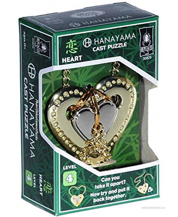 BePuzzled Heart Hanayama Cast Metal Brain Teaser Puzzle Level 4 Puzzles For Kids & Adults Ages 12 & Up