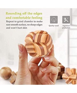 Brain Teasers Wooden and Metal Wire Puzzles 22Pcs Unlock Interlock 3D Brain Puzzle Games IQ Test Toys for Kids Adults