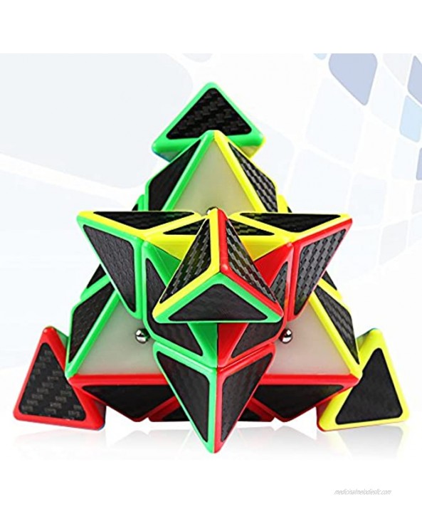 D-FantiX Pyramid Cube Carbon Fiber Pyramid 3x3 Speed Cube Triangle Cube Puzzle