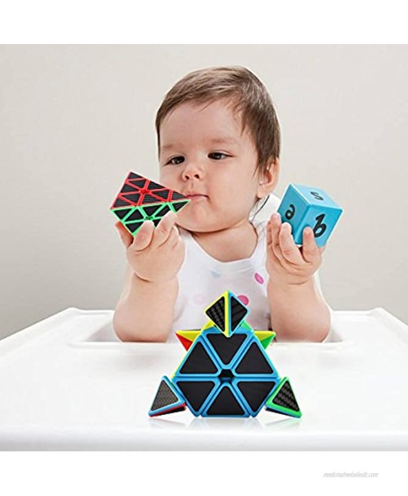 D-FantiX Pyramid Cube Carbon Fiber Pyramid 3x3 Speed Cube Triangle Cube Puzzle