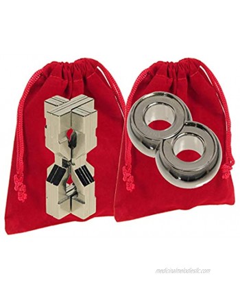 Hourglass & Infinity Hanayama Puzzles RED Velveteen Pouches Bundled Items