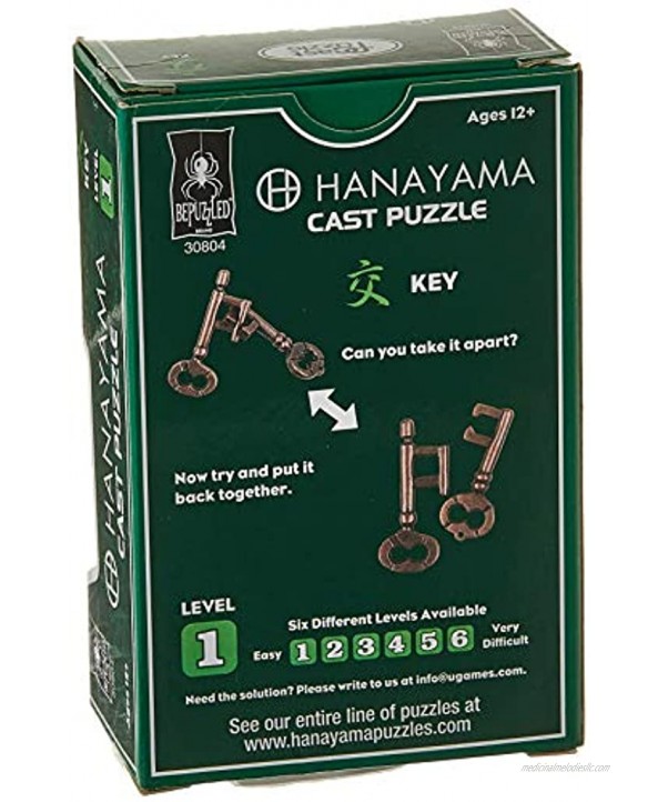 KEY Hanayama Cast Metal Brain Teaser Puzzle Level 1