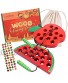 KLT Lacing Toy for Kids Wooden Threading Toys 1 Apple and 1 Watermelon with Bag Educational and Learning Montessori Activity for Baby and Kids Great Car and Plane Puzzle Travel Games
