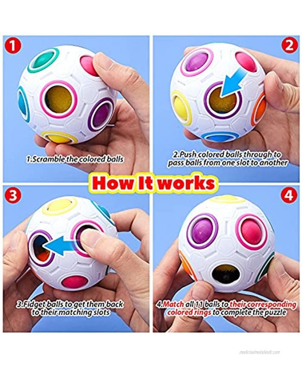 Magic Star Cube 2 Pieces Fidget Sensory Toys Set Magic Star Cube and Rainbow Puzzle Ball Handheld Stress Relief Toys Novelty Fidget Toys for Students and Adults Classroom Rewards