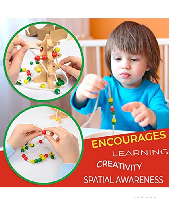 Rivajam Lacing Beads for Toddlers Lacing Toy | Toddler Occupational Therapy Toys & Autism Sensory Toys for Autistic Children | Anxiety Relief Toys & Preschool Learning Educational Toys for 3 Year Old