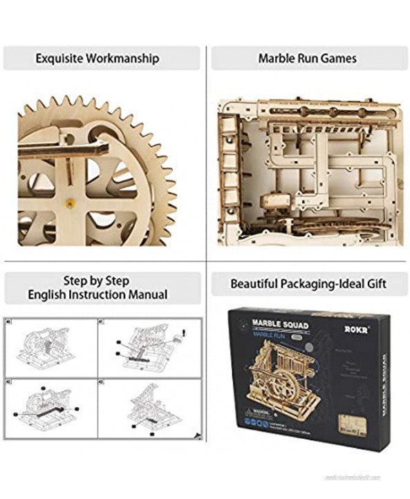 ROKR 3D Wooden Puzzle Mechanical Gears Set DIY Assembly Model Kits Wooden Craft Kits Brain Teaser Games Building Set Best Christmas Birthday Gift for Adults & Kids Age 14+LG502-Cog Coaster