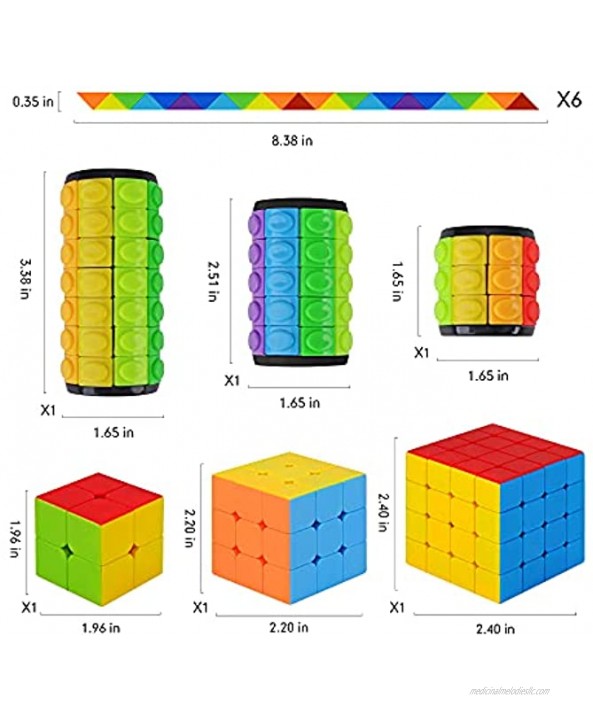RUITENDA 12 Pack Sensory Fidget Toys,Speed Cube Set,Pop it Fidget Spinner Pack,Smooth Puzzle Cube Game,Stress Relief Toy,Educational Gift Toy for Boys Kids Teens Adult,Brain Teaser,Cylinder Magic Cube