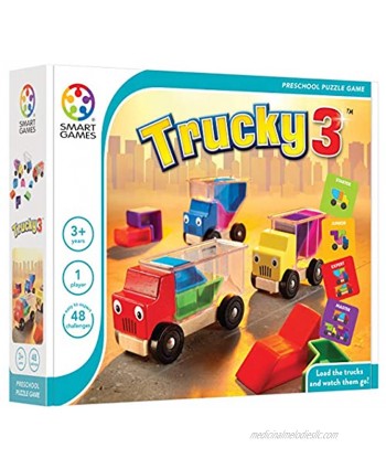 SmartGames Trucky 3 Wooden Skill-Building Puzzle Game Moving Trucks for Ages 3+