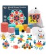 TOY Life 190Pcs Wooden Pattern Blocks for Kids Shape Puzzle Pattern Play Tangram Puzzles for Kids Ages 4-8 Geometric Shapes for Kids Preshool Kindergarten Montessori Toys with 24 Pcs Design Cards