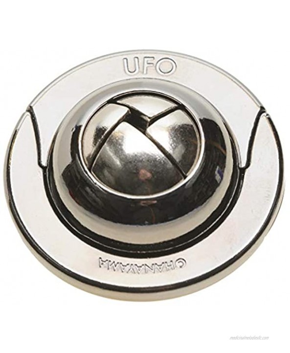 UFO Hanayama Brain Teaser Puzzle New 2019 Release Level 4 Difficulty Rating RED Velveteen Drawstring Pouch Bundled