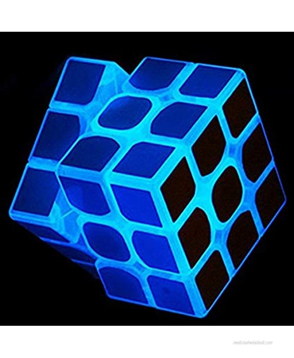 3x3 Blue Fluorescent Speed Cube Glow in Dark Magic Speed Cube 3-D Brain Teasers IQ Puzzles for Kids and Adults SHUYUE