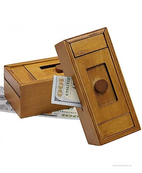 ATDAWN Puzzle Gift Case Box with Secret Compartments Wooden Money Box to Challenge Puzzles Brain Teasers for Adults