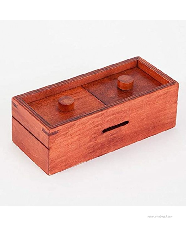 Bits and Pieces Secret Money Box IV Red Brainteaser Wooden Puzzle Gift Box Secret Compartment Brain Game