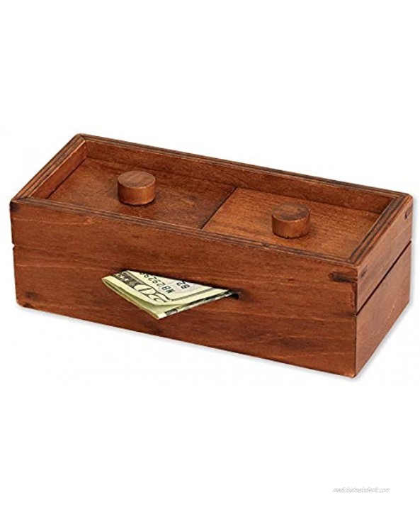 Bits and Pieces Secret Money Box IV Red Brainteaser Wooden Puzzle Gift Box Secret Compartment Brain Game