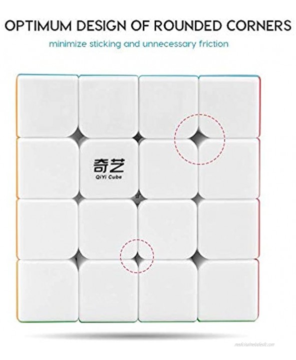 Coogam Qiyi 4x4 Speed Cube Stickerless Magic Puzzle Toy + Qiyi Speed Cube Bundle 2x2 3x3 Magic Cube Set