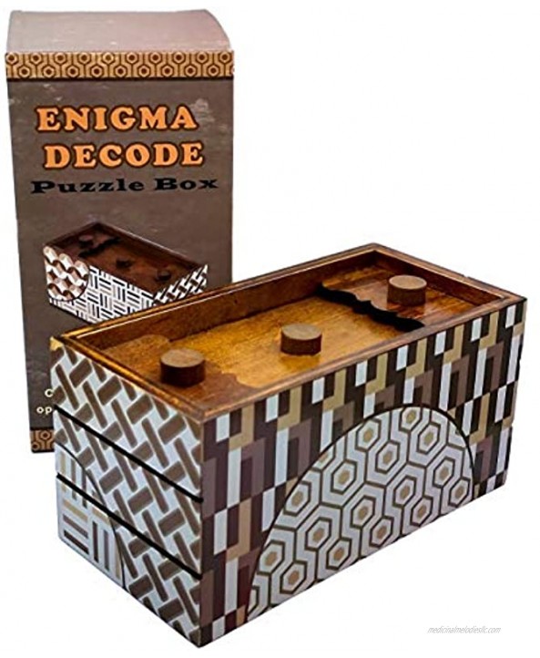 Enigma Decode Secret Puzzle Box Money and Gift Card Holder in a Wood Magic Trick Lock with Two Hidden Compartments Brainteaser