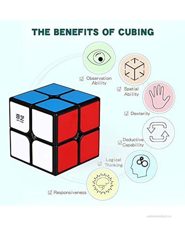 Qiyi Qidi Speed Cube 2x2- Smooth Bright-Light StickerClassic Colors 2x2x2 Puzzles Toys The Most Educational Toy to Effectively Improve Child's Concentration and responsiveness.
