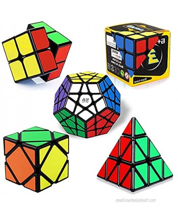 Roxenda Speed Cubes [5 Pack] Speed Cube Set 2x2x2 3x3x3 Megaminx Skew Pyramid Cube Smooth Magic Cubes Collection Puzzle Boxes Toy