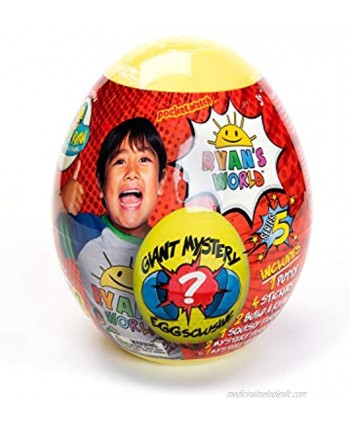 RYAN'S WORLD Giant Mystery Egg Series 5 Filled with Surprises 1 of 3 Color Variety New Vehicles 2 Ultra-Rare Figures 2 Build-a-Ryan Figures Special Putty 1 Squishy and Stickers Toy for Kids