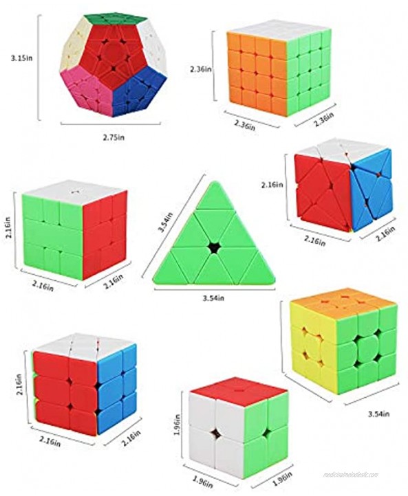 STEAM Life Educational Speed Cube Set 8 Pack Magic Cube | Includes Speed Cubes 3x3 2x2 Pyramid Cube Speed Cube Plus Bonus Puzzle Cube Puzzles Bundle