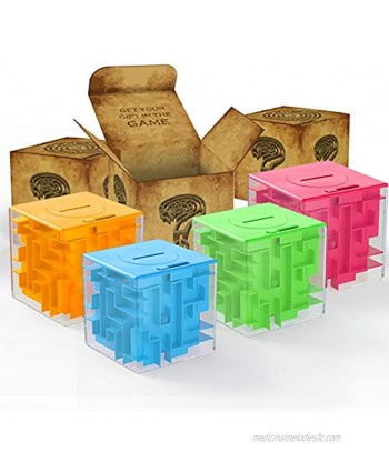ThinkMax Money Maze Puzzle Box for Kids and Adults Unique Way to Give Gifts for People You Love Fun and Inexpensive Game Challenge for Children Birthday Christmas Gag Gifts 4 Pack